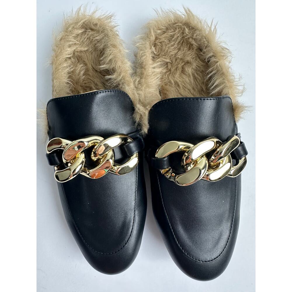 Dream Pairs Chain Closed Toe Fur Lined Mules Houseshoes Size 8 Slippers 90s Vibe - Picture 3 of 8